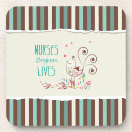 Happy Nurses Day, Niedlicher Vogel auf Streifen Getränkeuntersetzer