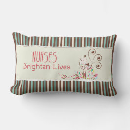 Happy Nurses Day, Niedlicher Vogel auf Streifen Lendenkissen