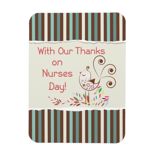 Happy Nurses Day, Niedlicher Vogel auf Streifen Magnet (Vertikal)