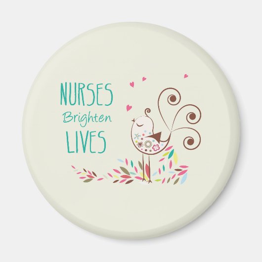 Happy Nurses Day, Niedlicher Vogel auf Streifen Magnet (Vorne)