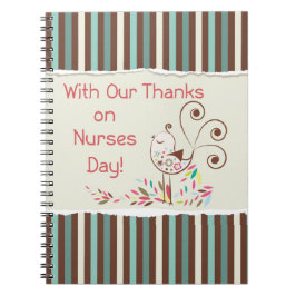 Happy Nurses Day, Niedlicher Vogel auf Streifen Notizblock