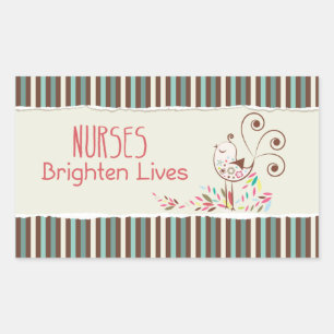 Happy Nurses Day, Niedlicher Vogel auf Streifen Rechteckiger Aufkleber