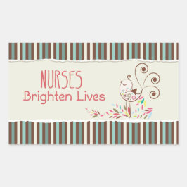 Happy Nurses Day, Niedlicher Vogel auf Streifen Rechteckiger Aufkleber