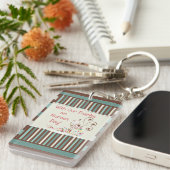 Happy Nurses Day, Niedlicher Vogel auf Streifen Schlüsselanhänger (Vorderseite rechts)