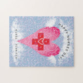 Happy Nurses Day Pink Heart with Wings Personalize Puzzle (Horizontal)