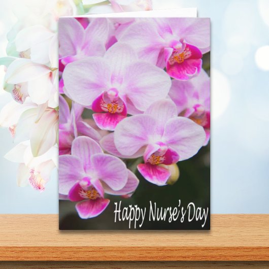 Happy Nurse's Day Pink Orchids Card Karte