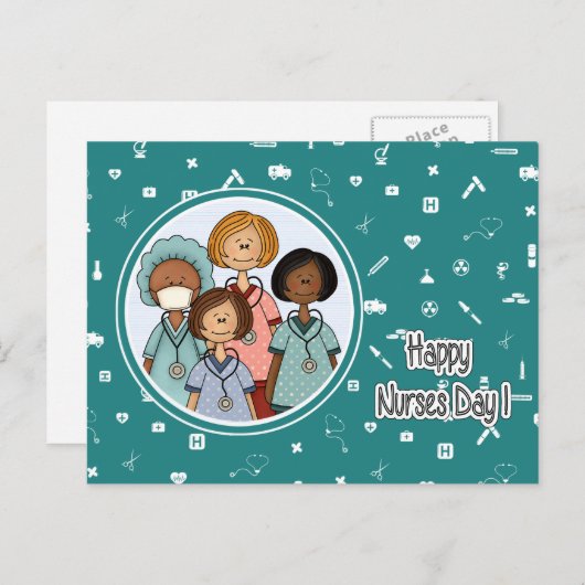 Happy Nurses Day Postkarte (Vorne/Hinten)