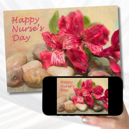 Happy Nurses Day Red Peruvian Lilies Karte