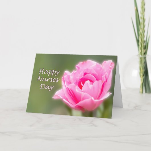 Happy Nurses Day Single Pink Rose Karte (Vorderseite)