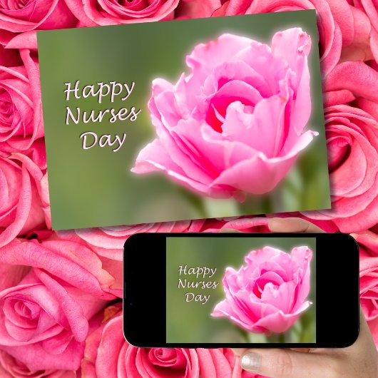 Happy Nurses Day Single Pink Rose Karte