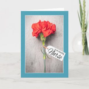 Happy Nurses Day Single Red Carnation Blume Feiertagskarte