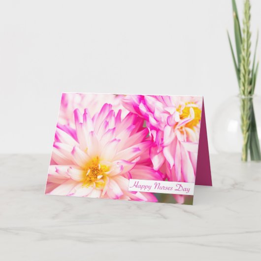 Happy Nurses Day White and Pink Dahlia Card Karte (Vorderseite)