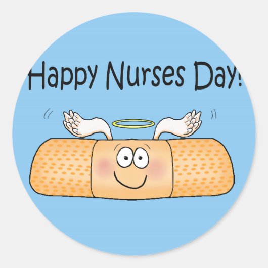 Happy Nurses Nurse Nurse's Day Whimsical Bandage Runder Aufkleber (Vorderseite)