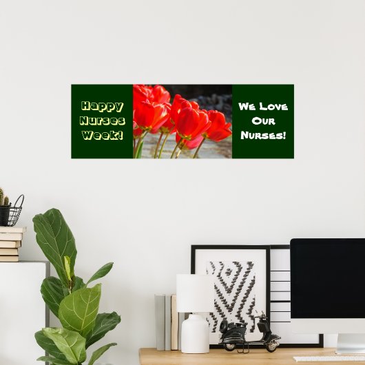 Happy Nurses Week Banner Plakate Red Tulips (Heimbüro)
