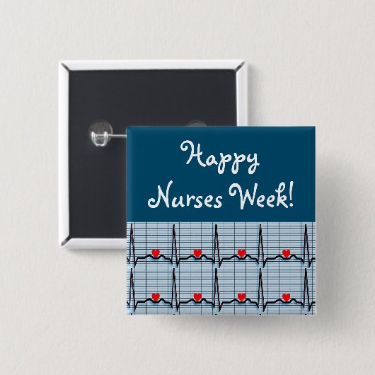 Happy Nurses Week EKG Buttons (Vorne & Hinten)