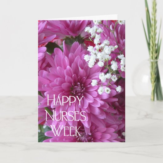 Happy Nurses Week-Pink Chrysanthemums Karte (Vorderseite)
