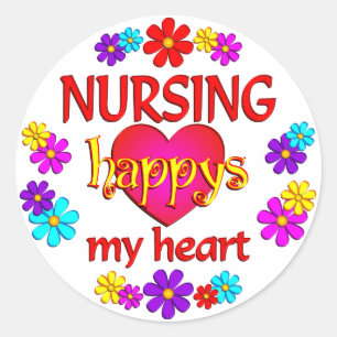 Happy Nursing Runder Aufkleber