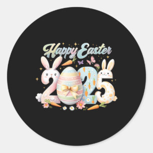 Happy Oaster 2025 Bunny Rabbit Face Ostertag Wom Runder Aufkleber