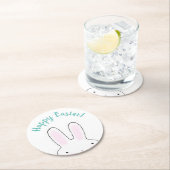 Happy Oaster aquamarin niedlich Bunny Custom Skrip Runder Pappuntersetzer (Vor Ort)