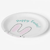 Happy Oaster aquamarin niedlich Ostern Bunny benut Pappteller (Schrägansicht)