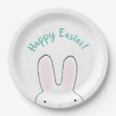 Happy Oaster aquamarin niedlich Ostern Bunny benut Pappteller (Vorderseite)