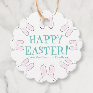 Happy Oaster aquamarine, weiße benutzerdefinierte  Geschenkanhänger
