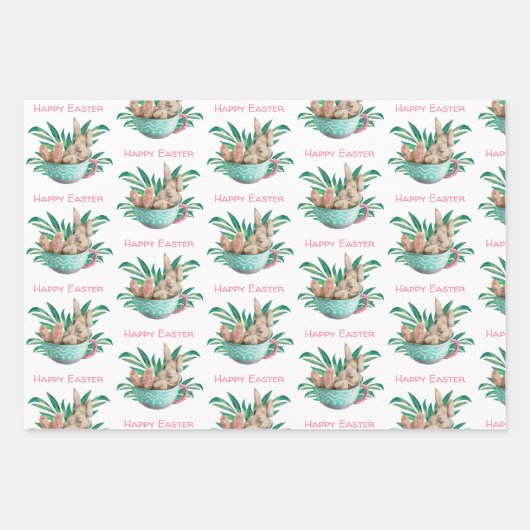 Happy Oaster Aquarell 3 verschiedene Muster Geschenkpapier Set (Vorderseite 3)