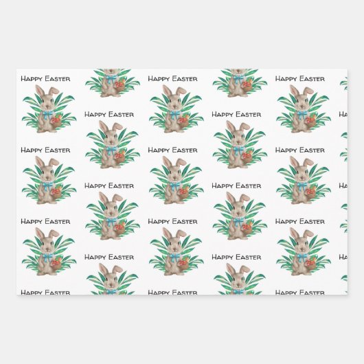 Happy Oaster Aquarell 3 verschiedene Muster Geschenkpapier Set (Vorderseite 2)