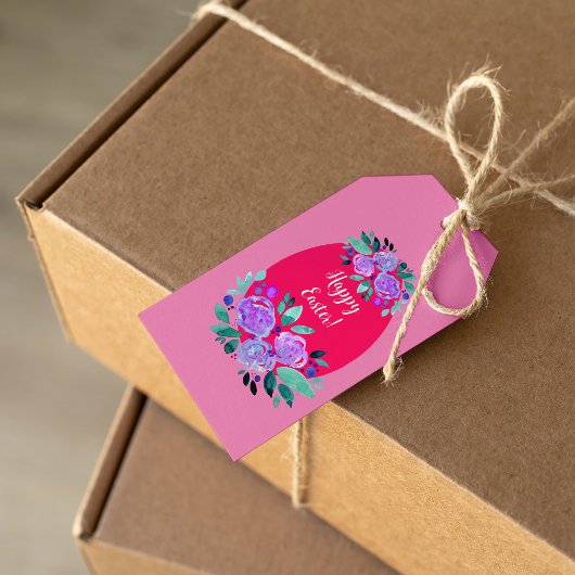 Happy Oaster Aquarell Blumenrosa Ei Geschenkanhänger