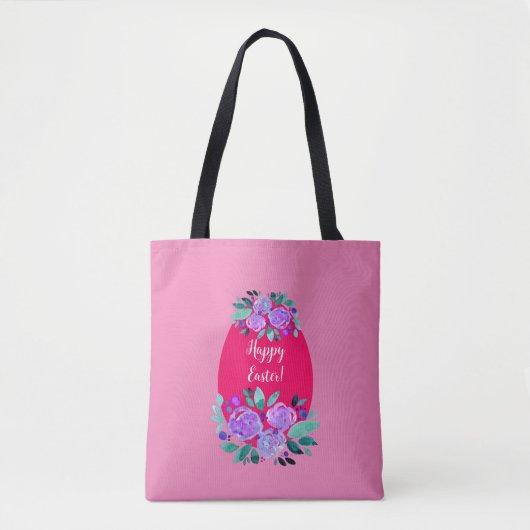 Happy Oaster Aquarell Blumenrosa Ei Tasche (Vorderseite)