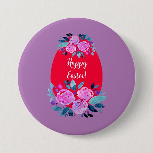 Happy Oaster Aquarell Rotes Ei Button (Vorderseite)