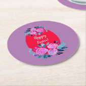 Happy Oaster Aquarell Rotes Ei Runder Pappuntersetzer (Angewinkelt)