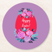 Happy Oaster Aquarell Rotes Ei Runder Pappuntersetzer (Vorderseite)