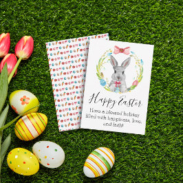 Happy Oaster Aquarell und Federkranz Mitteilungskarte