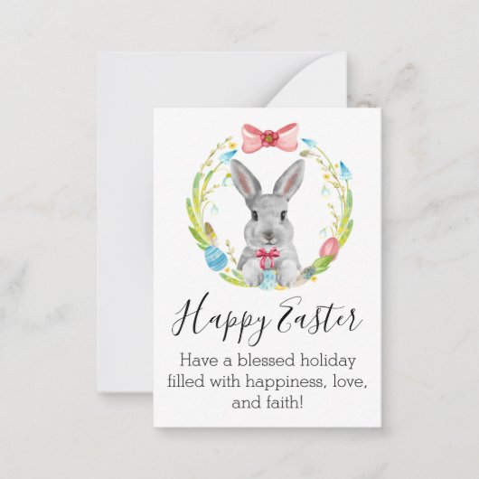 Happy Oaster Aquarell und Federkranz Mitteilungskarte (Vorderseite)