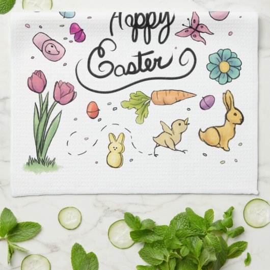 Happy Oaster Art Geschirrtuch (Gefaltet)