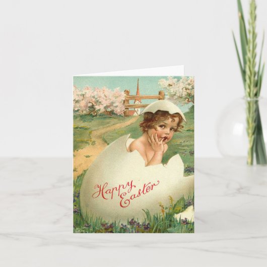 Happy Oaster Baby Vintag Feiertagskarte (Vorderseite)