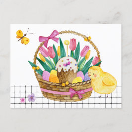 Happy Oaster Basket Chicks & Eiern Postkarte