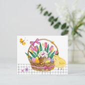 Happy Oaster Basket Chicks & Eiern Postkarte (Stehend Vorderseite)