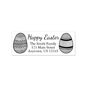 Happy Oaster Basket Egg Hunt Eggs Holiday Adresse Gummistempel