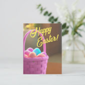 Happy Oaster Basket mit gemalten Eiern Postkarte (Stehend Vorderseite)