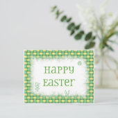 Happy Oaster Basket Weave Feiertagspostkarte (Stehend Vorderseite)
