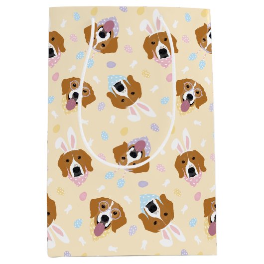 Happy Oaster Beagle Hunde Mittlere Geschenktüte (Vorderseite)