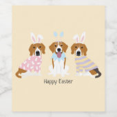 Happy Oaster Beagle Hunde Weinetikett (Einzelnes Label)
