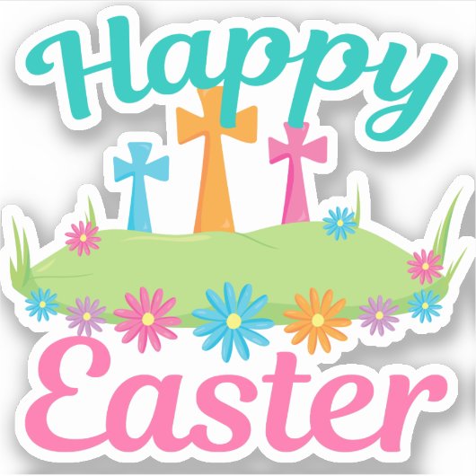 Happy Oaster Beautiful Religious Aufkleber (Vorderseite)