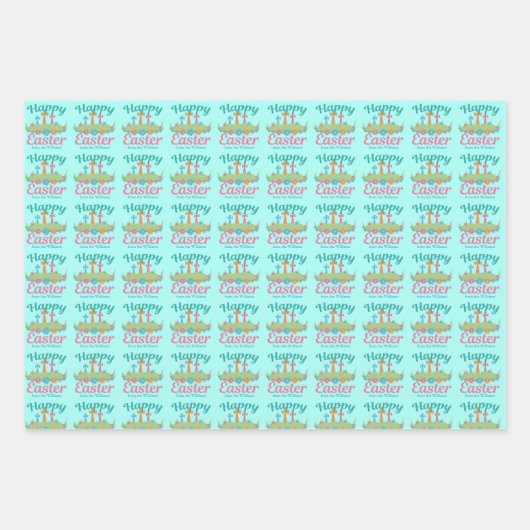 Happy Oaster Beautiful Religious Floral Custom Geschenkpapier Set (Vorderseite 2)