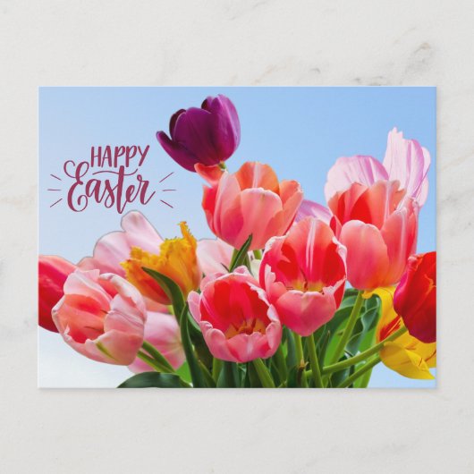 Happy Oaster Beautiful Tulip Blume Feiertagspostkarte (Vorderseite)