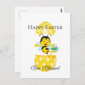 Happy Oaster Bee Gesegneter Cartoon Postkarte (Vorne/Hinten)