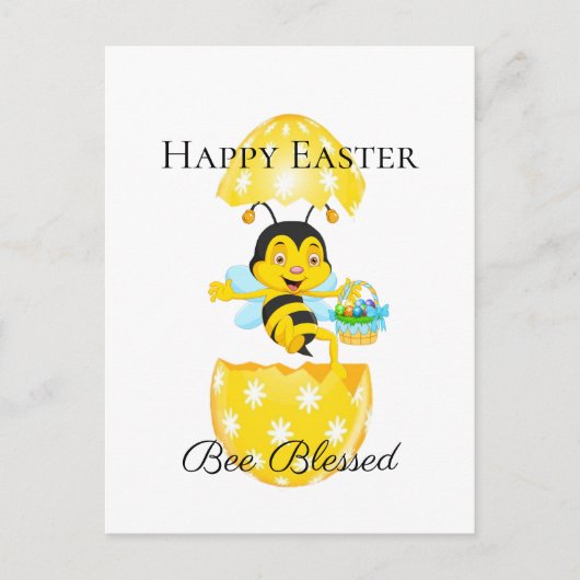 Happy Oaster Bee Gesegneter Cartoon Postkarte (Vorderseite)