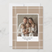 Happy Oaster Beige Family Foto Einladung (Vorderseite)